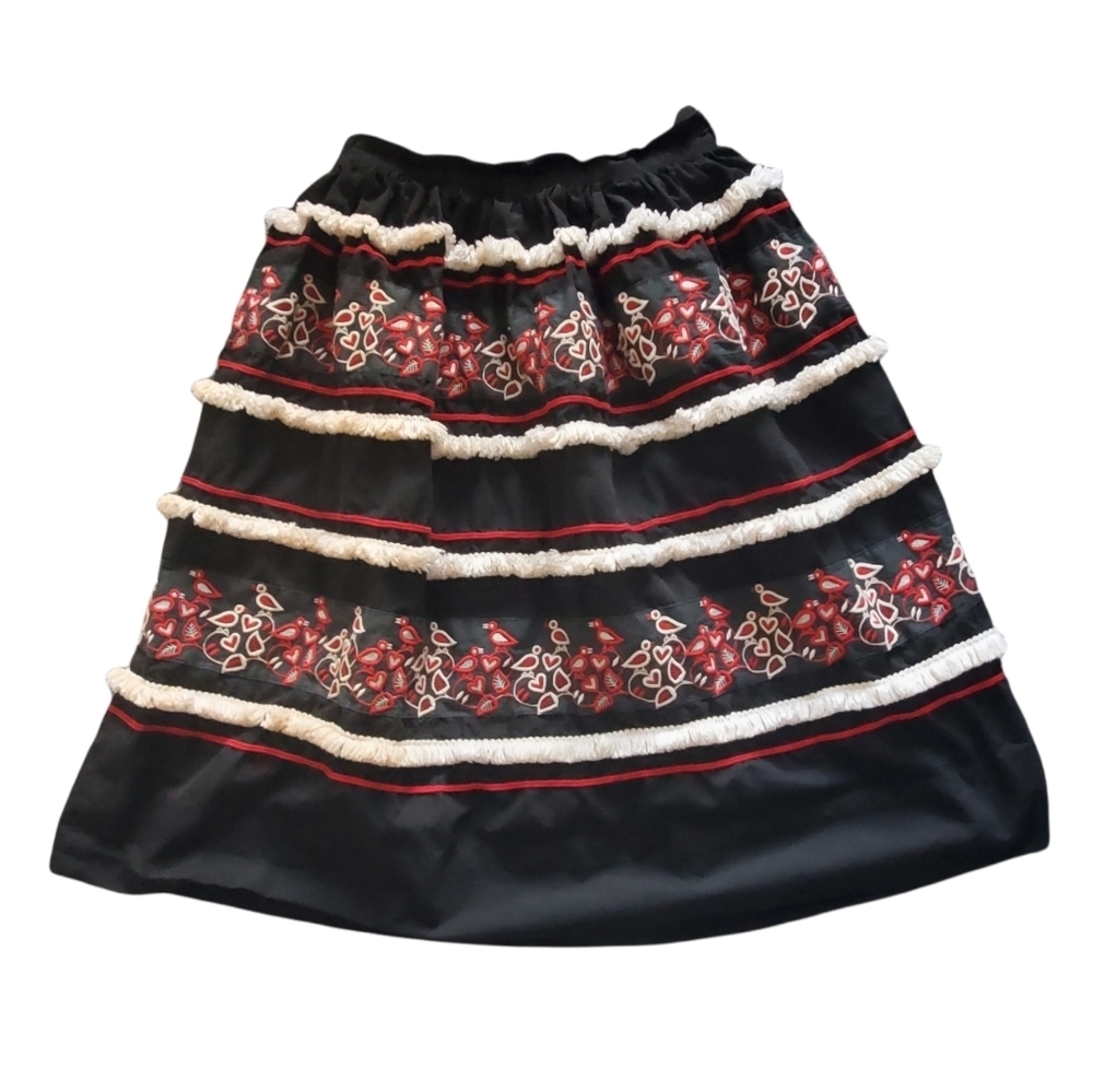 Vintage 50s Rare Louella Ballerino Embroidered Fringe Ethnic Peasant Skirt